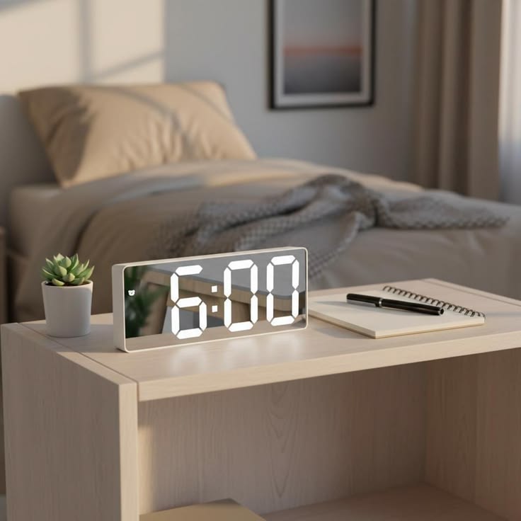 Digital led mirror office clock
